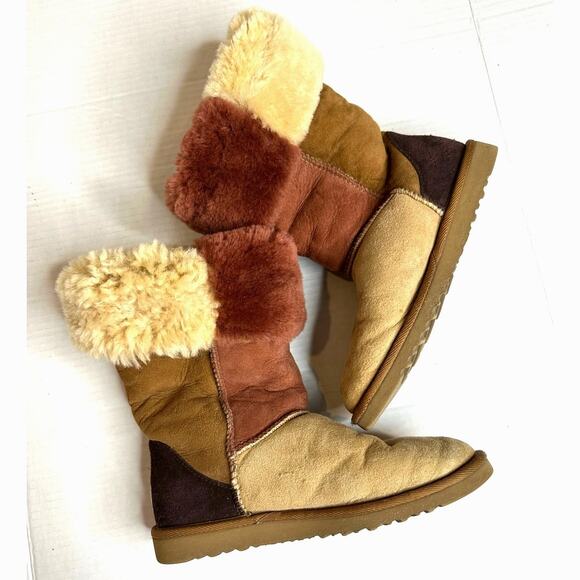 Vintage 2000’s Uggs Original 5818 Tall Patchwork Boots Women’s Size 6 Rare! - Picture 1 of 12